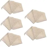 OSOLADY 5Pcs Exfoliating Back Pulling Towel for Body and Face Washing Linen Square Scrubbing Towels for Gentle Massage and Skin Care for Relaxation and Circulation