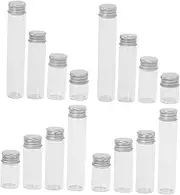 YOSADIER 16pcs Transparent Aluminum Glass Jewelry Accessories Mini Glass Containers Jewelry Empty Jars