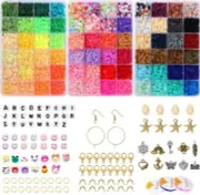 Clay Beads for Jewelry Bracelet Necklace Making Kit, 13600 Pcs Flat Round
