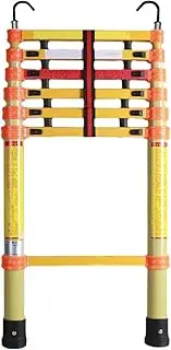 Telesladder Frp Retractable Ladder for Home DIY/Electrical Work/Outdoor Working, Compact Industrial-Grade Extension Ladder with Hooks, Supports 330Lbs/5M/16.4Ft