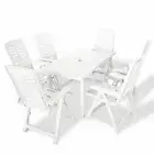 7 Piece Outdoor Dining Set Plastic White vidaXL