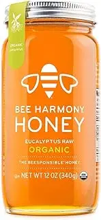 BEE HARMONY Eucalyptus Raw Organic Honey, 12 OZ