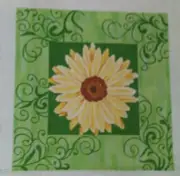 JP Yellow Daisy & Green Swirl Handpaint Needlepoint Canvas