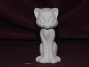 Ceramic Bisque Vintage Bobble Head Cat Eyes Open Sitting U-Paint Ready to Paint