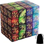 48pcs MTG Dice, Counters Token Dice, Glitter D6 Dice Cube, Magic The Gathering Dice, Positive and Negative Loyalty Counter Set Dice Compatible with MTG, CCG, Card Gaming Accessory