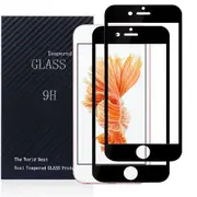 (2 Pack) Apple iPhone 6/6S Screen Protector Full Coverage Tempered Glass Case Friendly Screen Protector - Black