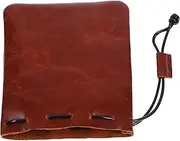[Minkissy] Leather Jewelry Pouch Travel Present Bags Vintage Purse Leather Pouch Drawstring Bag Jewelry Storage Bag Coin Purse Coffee
