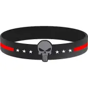 Thin Red Line Skull Silicon Bracelet (RED) Fire Department, Fire Fighter Firefig