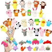32 Pieces Finger Puppets for Toddlers Cartoon Animal Finger Puppets Zoo Theme Children Puppets Soft Velvet Finger Puppets Stuffed Animal Finger Puppets for Kids Adults School Reward Party Favors