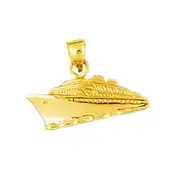 14K Gold Yacht Making Waves Pendant