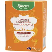 Kintra Foods Herbal Tea Bags Lemon & Ginger with Manuka Honey 25 Pack