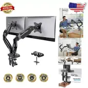 Sturdy Dual Monitor Swivel Stand - C-Clamp & Grommet Mount, 13-32 Inches