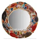 Natural Mix Agate Wall Mirror Decor Agate Mirror Deco Mirror Agate Decor 18"x18"