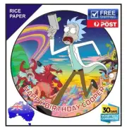 Rick and Morty Edible Rice Paper Image birthday party cake topper round custom