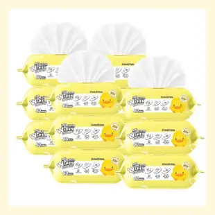 【Piyo Piyo 黃色小鴨】嬰兒濕紙巾(80抽12包 EDI純水 加蓋不連抽 加厚不易破 寶寶濕巾 台灣製)