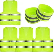 Tikplus High Visibility Vests Car Safety Vest with 2 Reflective Tapes, Yellow Safety Vest Car, 360° Reflective Adult Women Men, Vest Set Suitable for Bicycle, Motorcycles, Construction Workers