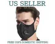 Nylon Mesh Face Mask w/ Replaceable PM2.5 HEPA Carbon Filter (Solid Black)