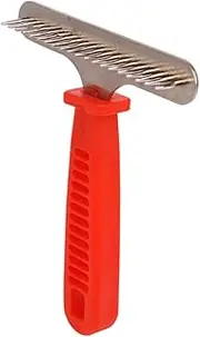 GANAZONO Dematting Comb for Dogs Cats Ergonomic Pet Detangler Grooming Rake Brush for Shedding Breeds Hair Removal Tool Red for Grooming Sessions