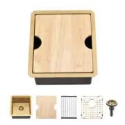 Gold Bar Sink Undermount, 12 x 15 inch Undermount Bar Sink Workstation Small Kit