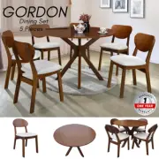 Priceworth Gordon 5-Piece Dining Set Chair and Table MDF Timber Walnut Color