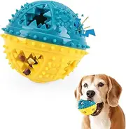 Squeaky Dog Toys Ball, Fun to Chew, Chase and Fetch, Interactive Treat Dispenser, Dental Cleaning Dog Toy, Puppy Training, IQ Mental Stimulation, Boredom Buster for Small, Medium Breeds