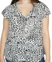 Sanctuary Peplum Blouse Top Plus Size 3X White Leopard Animal Print NWT $79