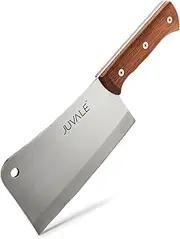 Stainless Steel Heavy Duty Meat Cleaver/Chopper/Butcher Knife - Solid Wood Handle - Professional Quality - for Home & Restaurant Use - 8 Inches