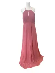 Kennedy Blue Lacey Chiffon Halter Maternity Bridesmaid Dress Rosewood Size 8 NWT