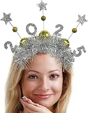 [Generic] New Year Glitter Star Sequins Headband - Glitter Star Firework Headwear,Sparkling Glitter Sequins Letter Headband, Festival Costume Props for Friends Family
