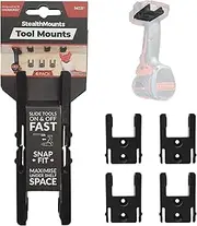 [StealthMounts] Tool Holders for Milwaukee M18 | Cordless Tool Mounts for Milwaukee 18v Power Tools | 4 Pack | Black Tool Organizers for Milwaukee