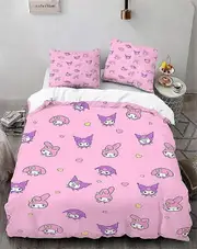 o1490 Cartoo-n Bunn-y 3-Piece Bed- Set Warm- and- Comfort Kawaii Bedd-ing Set C-ute Soft Microfib-er Bedc-loths for -Boys Girls Kids (1 Duvet Cover -&