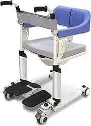Medical Patient Lift Wheelchair for Home, Self-Service Patient Lift Transfer Machine Shower Chair w/180°Split Seat, Bedside Commode Patient Lift Aid for Nursing Paralyzed Elderly Transport