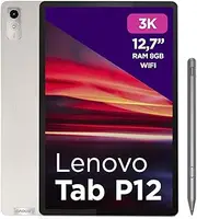 Lenovo Tab P12 3K Display 12.7 Inch Processor MediaTek Dimensity 7050 RAM 8GB Memory 256GB WiFi 6 Tablet Android 13 Oat Grey Pen Included