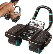 Abdominal Wheel Roller New Ab Roller Exercise Wheel abs Workout Equipment Machine of Home Fitness Sports Sliders for Core Trainer Gym Automatic Rebound Elbow Support With Built-in Phone Holder