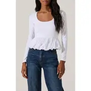 ASTR the Label Bubble Peplum Top in White at Nordstrom, Size Small