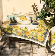 Etruscan Garden Tablecloth - 170 x 360 - 100% Linen Made in Italy