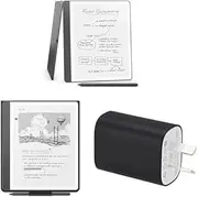 Kindle Scribe Essentials Bundle including All-new Amazon Kindle Scribe (64GB) - Tungsten, Premium Leather Cover - Black and Power Adaptor