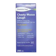 Chemists' Own Chesty Mucus Cough 200mL Vanilla and Strawberry Flavour