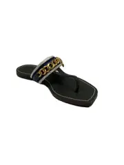 Tory Burch Mini Benton Chain Band Sandal Size 5 Color Poblano Green Calf Leather