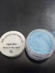 Bulk lot of 91 jars Light Blue Glow in the Dark Mica Powder 10 grams in a jar