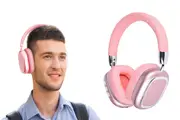 Bluetooth 5.3 Wireless Headphones Over Ear Stereo Earphones-Pink