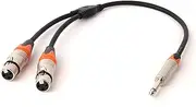 ROBAUN 1PC 6.35MM to Dual XLR Y-Splitter Cable 1/4 Inch TS Jack to 2 XLR Male/Female OFC Shielded Cable for Guitar Amplifier(Z01-D1001FX2-SLOR,0.29m)