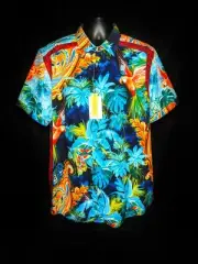 Robert Graham Birds of Paradise Short Sleeve Shirt. Size Medium