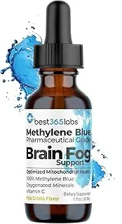 Brain Fog Supplement - Methylene Blue with Vitamin C - Memory Booster - Improves Cognitive Function and Focus - Clear Thoughts and Reduced Fog - Liquid Supplement