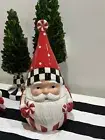 Mackenzie Childs Peppermint Santa Cookie Jar
