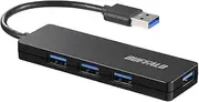 Buffalo USB Hub USB 3.0 Slim Design 4 Port Bus Powered Lightweight for Windows Mac PS4 PS5 Chromebook Telework Home Work BSH4U125U3BK