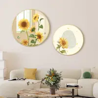 在飛比找松果購物優惠-北歐風格客廳裝飾畫圓形向日葵壁畫現代簡約單幅掛畫 (3折)