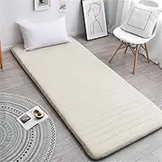 Adult Sofa Futon,Japanese Floor Mattress Futon Mattress,Folding Sleeping Pad Breathable Floor Lounger Guest Bed for Guests, Dormitories, Camping, Sofas(White,90x190cm)