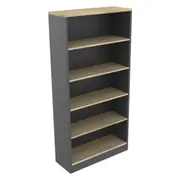 Xavier 5-Tier High Bookcase Display Cabinet W/ Adjustable Shelf - Oak & Ironstone