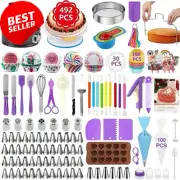 492PCS Cake Decorating Kit w/ Pans Turntable Icing Tips Baking & Cupcake Tools
